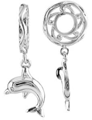 Storywheel® Dolphin Dangle Bead / Charm in 925 Sterling Silver