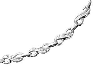 Edles 925 Sterling Silber Fancy Damen - Diamant Armband Brillant-Schliff 0.10 Karat I-I1 - 19cm*10mm, 6 Gramm