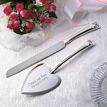 Personalized Wedding Gifts - Wedding Silver Heart Cake Serving Set