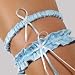 Adjustable Wedding Garter in Blue Pearl