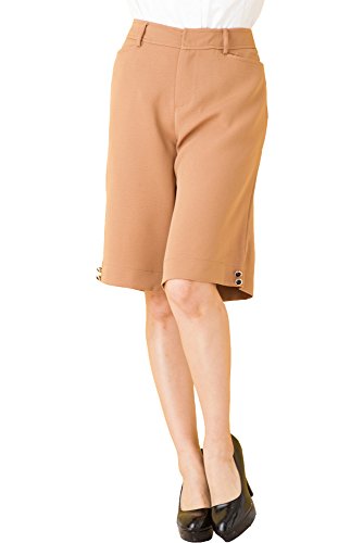 (Goldjapan)ゴールドジャパン 大きいサイズ レディース ウエストゴム ストレッチ フレア ショートパンツ ショーパン カラーショートパンツ ハーフパンツ カラパン フレアパンツ キュロット 体型カバー オフィス フォーマル 楽チン 伸縮性 伸びる 足長 美脚 脚長 カジュアル エレガント gold064