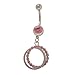 Dangler Circles Belly Button Ring with Pink Jewels