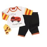 Mud Pie Baby Oh Boy! Fire Truck Play Set Clothes, Newborn to 6 Months