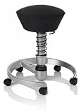 SWOPPER CLASSIC 3D-Aktiv-Bürostuhl Hocker Sitzpolster Normal, Farbe onyx-schwarz, Fussring mit Speedrollen, Feder SMALL 40 - 80 kg, Basis Titan, Federfarbe schwarz (SWOP10TRSSML)