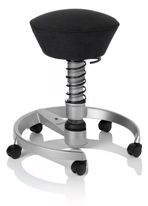 SWOPPER CLASSIC 3D-Aktiv-Bürostuhl Hocker Sitzpolster Normal, Farbe onyx-schwarz, Fussring mit Speedrollen, Feder SMALL 40 - 80 kg, Basis Titan, Federfarbe schwarz (SWOP10TRSSML)