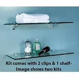 Glass Wall Shelf - 10x36 - Frosted Chrome Hardware (Clear) (36"W x 10"D)