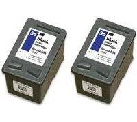 2-pack Black Hp # 56 6656an Hp56 C6656an Remanufactured Ink Cartridges for Hewlett-packard Hp
