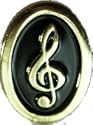 Miniature Cloisonnes Treble G Clef Tie Tac Lapel Pin Black & Gold
