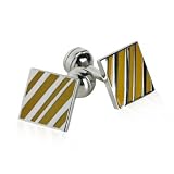 Elegant Mustard Yellow Enamel Silver Cufflinks with Presentation Box