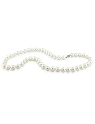 Sterling Silver Freshwater White Pearl Necklace With Fisheye Clasp (6.5-7 mm)