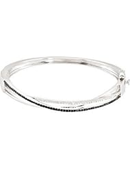 Genuine Spinel & Diamond Bangle Bracelet Sterling Silver 1/3 Ct Tw Spinel-Black 68246