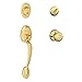 Schlage F60 V PLY 505 GEO 605 Plymouth Bright Brass Handle Set with Georgian Knob