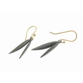 Oxidized Oat Double Leaf Earrings by Annette Ferdinandsen