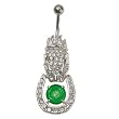 Sterling Silver Belly Ring with Jade/Clear CZ - 14g/5mm ball