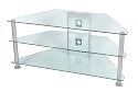 Glass Stand For Plasma or LCD TV Upto 42" - Clear Glass With Metal Legs