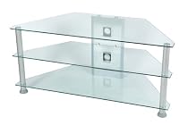 Glass Stand For Plasma or LCD TV Upto 42" - Clear Glass With Metal Legs