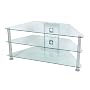 Glass Stand For Plasma or LCD TV Upto 42" - Clear Glass With Metal Legs