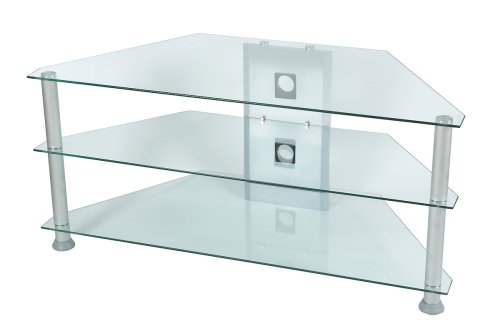 Glass Stand For Plasma or LCD TV Upto 42" - Clear Glass With Metal Legs
