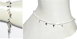 Ankle Chain and Bracelet Silver Garnet Gemstone Jewelry (anklts506)