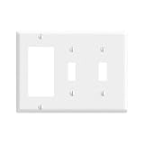 Leviton 80421 Triple-Gang Combination Wall Plate (1 Decora/2 Toggle)