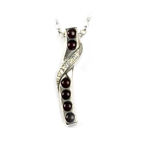 Sterling Silver and Cherry Amber Slider Pendant, 18