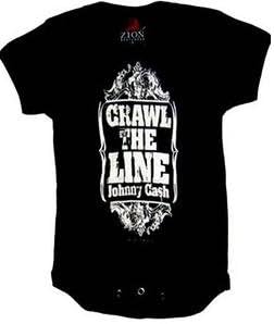 JOHNNY CASH - Crawl Creeper - Black Baby One Piece Bodysuit / Baby T-shirt