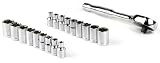 Tradespro 836621 1/4-Inch Drive SAE and Metric Socket Set, 19-Piece [並行輸入品]