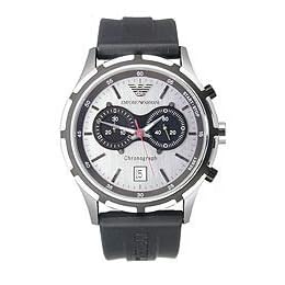 Emporio Armani Mens Black-Strap Chronograph Watch by Emporio Armani