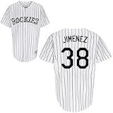 MLB Men's Colorado Rockies Ubaldo Jimenez White/Purple Pinstripes Home Short Sleeve 6 Button Synthetic Replica Baseball Jersey Big & Tall Spring 2012  (White/Purple Pinstripes, XXXX-Large)