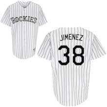 MLB Men's Colorado Rockies Ubaldo Jimenez White/Purple Pinstripes Home Short Sleeve 6 Button Synthetic Replica Baseball Jersey Big & Tall Spring 2012  (White/Purple Pinstripes, XXXX-Large)