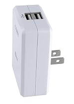 Coby CA81 Dual USB Power Adapter/Charger (White)