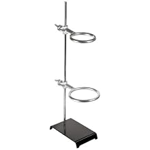 American Educational Stamped Steel Support Ring Stand with 2 Rings, 6" Length x 4" Width Base Size