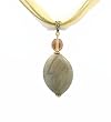 Necklace - N25 - Genuine Semi Precious Gemstone on Five-Strand Organza and Cotton Cord + 2" Extension Chain - Oval Shape ~ Owyhee Jasper