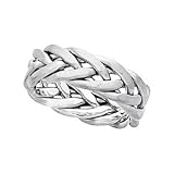 14K White Gold Hand-Woven Wedding Band For Men and Women - Sizes 5 - 12.5