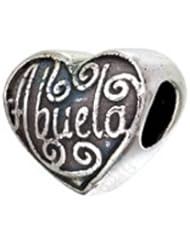 Sterling Silver Abuela Heart Zable Bead BZ2259