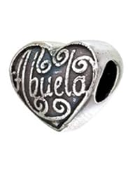 Genuine Zable (TM) Product. 925 Sterling Silver "Abuela" Heart Bead Charm. 100% Satisfaction Guaranteed.