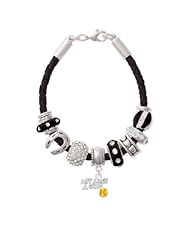 Silver "Hit Like a Girl" with Enamel Softball on a Black Love & Luck Beaded B...