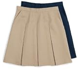Girls Box Pleat Skirt in Black, Khaki and Navy by Classroom School Uniforms. Husky sizes too!