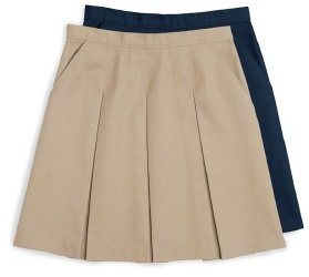 Girls Box Pleat Skirt in Black, Khaki and Navy by Classroom School Uniforms. Husky sizes too!