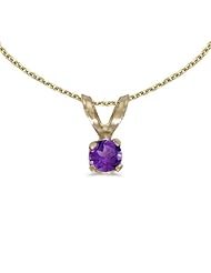 14k Yellow Gold Round Amethyst Pendant (chain NOT included)