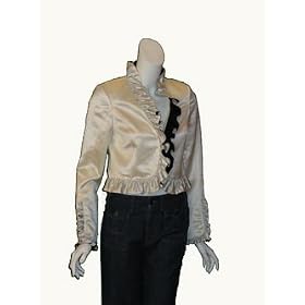 ADAM PLUS EVE Ivory Ruffled Satin Jacket