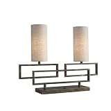 Twin Two Light Table Lamp in Hand Painted Antique Brass