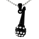 BLACK ICED OUT Ladies MICROPHONE CHARM NECKLACE PENDANT by H2W