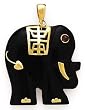 14k Gold, Created Ruby & Black Onyx Elephant Pendant