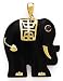 14k Gold, Created Ruby & Black Onyx Elephant Pendant