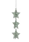 6 Silver Glitter Star Trio Dangle Christmas Ornament #2712519