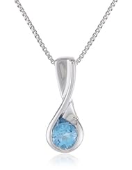 Sterling Silver 4mm Round Gemstone Pendant Necklace (0.20 cttw), 18"