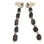 Dumortierite Earrings 03 Dangle Crystal Blue Cube Throat Healing Gemstone 2.2