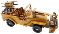 Handcrafted Wooden Military War Jeep - Made with Solid Mahogany Wood