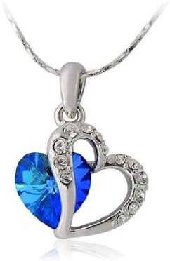 ITALINA Blue Sea Series II Romantic Version Stencil Heart Pendant Necklace (White Gold) M.